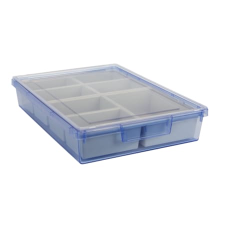 Bin, Tray, Tote, Blue, High Impact Polystyrene, 12.25 In W, 3 In H